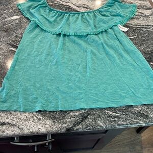Old Navy Teal Ruffle Off-Shoulder Crop Top